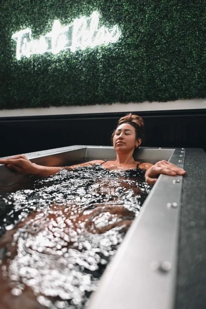 BlueCube C2 cold plunge in commercial use at a recovery studio in Southern Pines, North Carolina