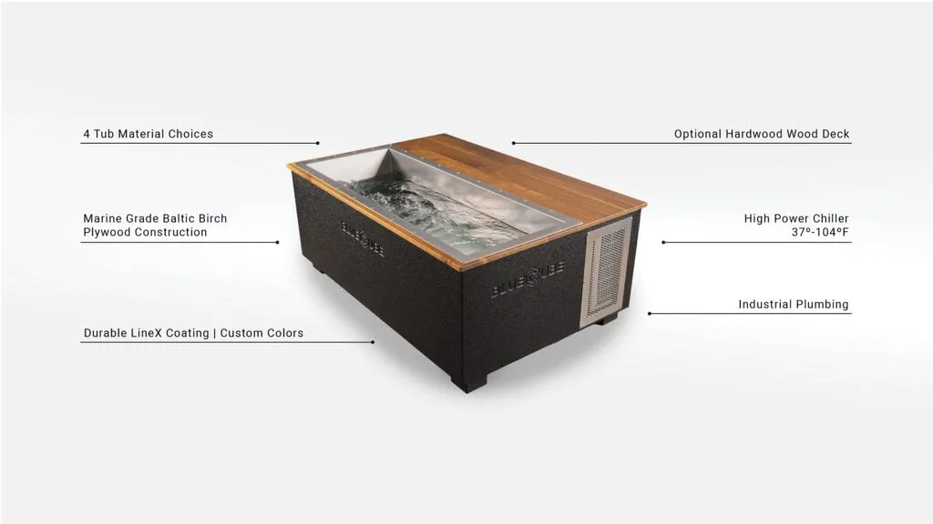 BlueCube C3 cold plunge tub with side entry deck
