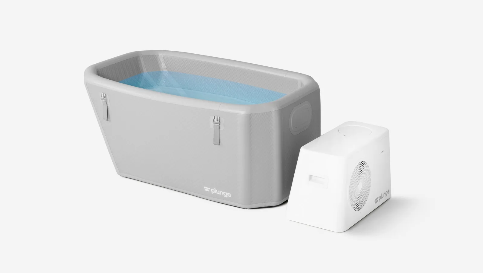 Plunge Air inflatable cold plunge tub shown with the Pro Chiller Gen 2 unit