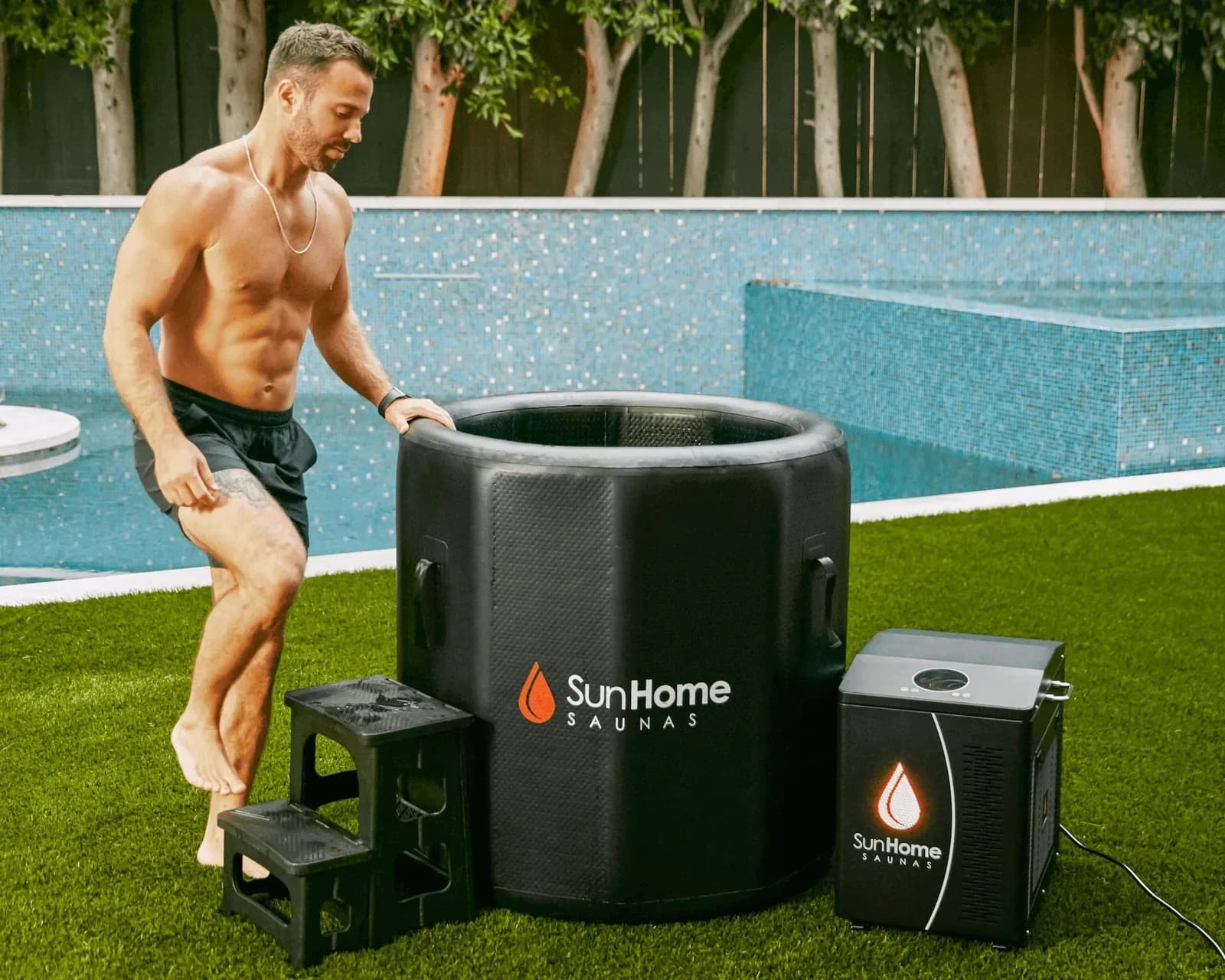 Sun Home Cold Plunge Vertical seated upright inflatable cold plunge